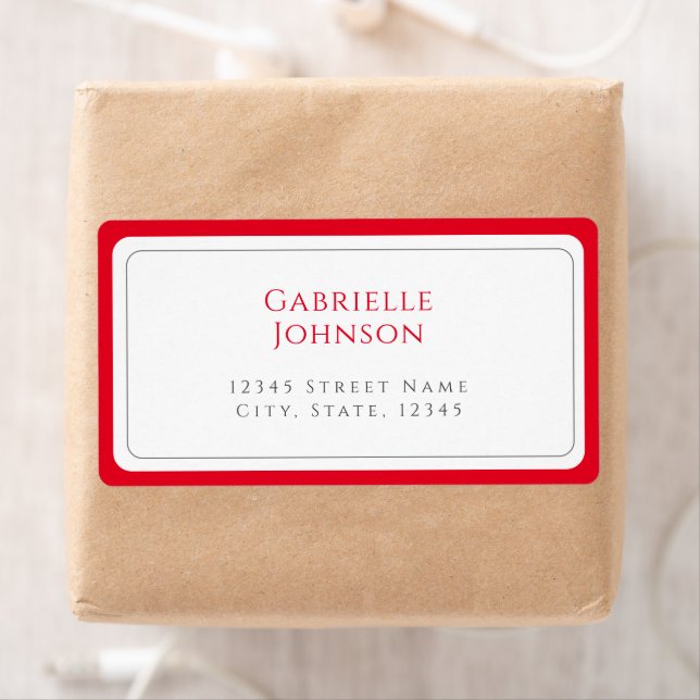 Minimalistische Rücksendeadresse Weiß und Kirschro (Insitu)