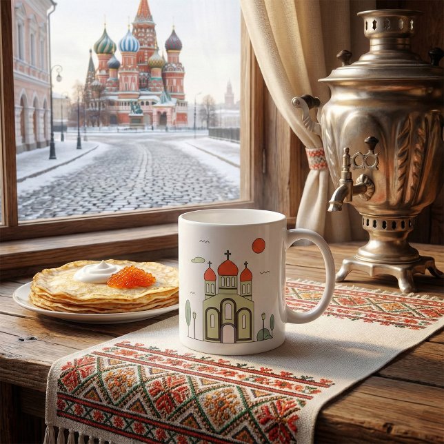 Minimalistische russisch-orthodoxe Kirche Kaffeetasse (Von Creator hochgeladen)