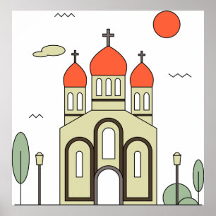 Minimalistische russisch-orthodoxe Kirche Poster