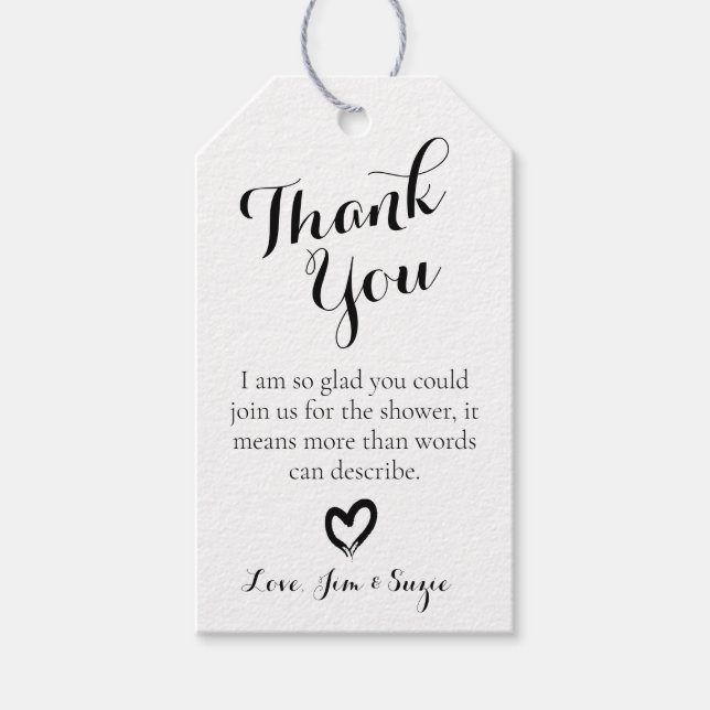 Minimalistische rustikale Babydusche Gefallen Geschenkanhänger (Vorderseite)