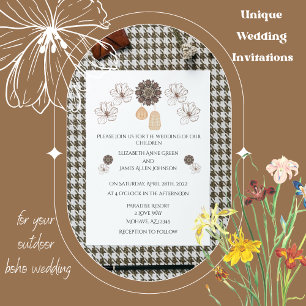 Minimalistische Rustikale Blütenboho Hochzeitseinl Einladung