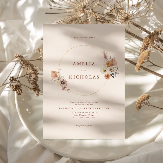 Minimalistische Rustikale Boho Floral Wedding Einladung (Von Creator hochgeladen)