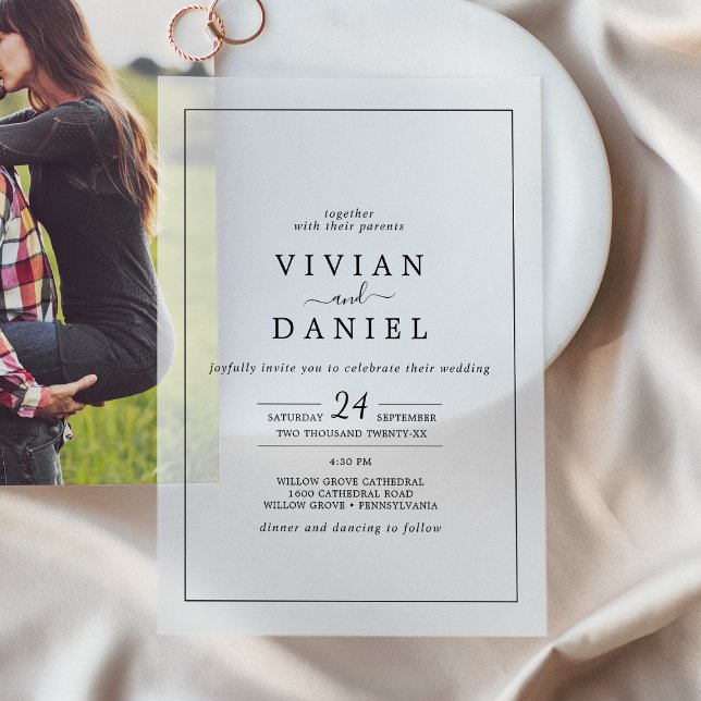 Minimalistische Rustikale Elegante Moderne Einfach (Minimalist Rustic Elegant Modern Simple Wedding Vellum Invitations)