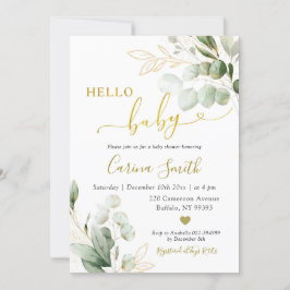 Minimalistische Rustikale Eukalyptus Greenery Baby Einladung