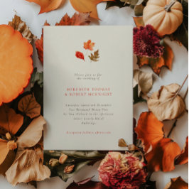 Minimalistische rustikale Herbstblätter-Hochzeit Einladung