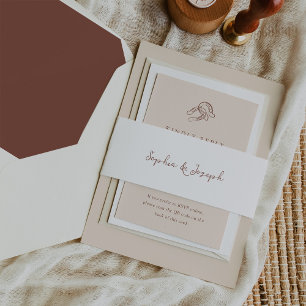 Minimalistische Rustikale Hochzeit weiß und brau Einladungsbanderole