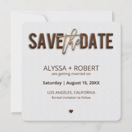 Minimalistische rustikale Holzkarte Save the Date
