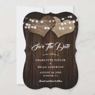 Minimalistische Rustikale Holzleuchten Hochzeit vo Save The Date