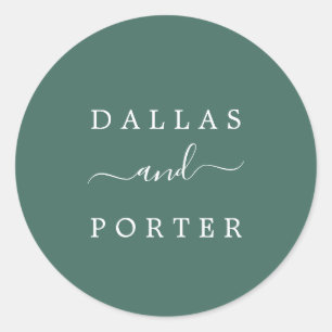 Minimalistische rustikale Hunter Green Wedding Env Runder Aufkleber