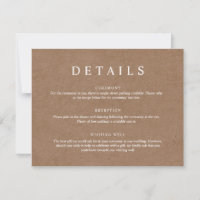 Minimalistische rustikale Kraft-Einlegekarte
