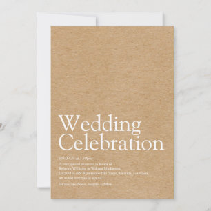 Minimalistische Rustikale Kraft-Hochzeitdefinition Einladung