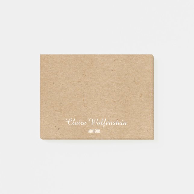 Minimalistische Rustikale Kraftschrift Personalisi Post-it Klebezettel (Vorderseite)