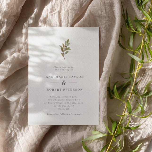 Minimalistische Rustikale Olive Branch Hochzeit Einladung (Von Creator hochgeladen)