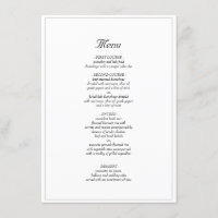 Minimalistische rustikale Speisekarte für Hochzeit