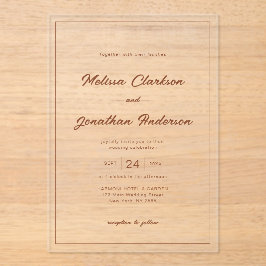 Minimalistische Rustikale Terracotta-Script-Border Acryleinladungen