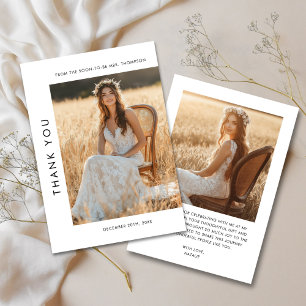 Minimalistische rustikale Typografie Brautparty-Fo Dankeskarte