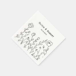 Minimalistische Rustikale Wildblume Hochzeit Serviette