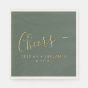 Minimalistische Sage Green Gold Custom Wedding Serviette