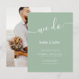 Minimalistische Sage Green Wir machen Hochzeit mit Einladungspostkarte