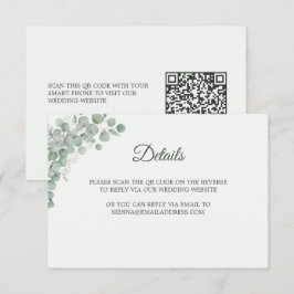 Minimalistische Sage-Grün-Eukalyptus-Hochzeits-QR- Begleitkarte