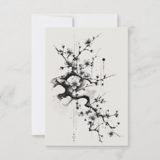Minimalistische Sakura-Tintenblüte Dankeskarte