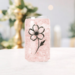 Minimalistische Sakura – Tuschpinsel-Kirschblüte a Dosenglas