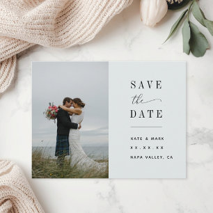 Minimalistische Salbei-Foto-Hochzeitseinladung Postkarte