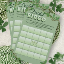 Minimalistische Salbei-Grün-Brautabschied-Bingo-Sp