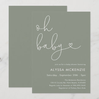 Minimalistische Salbei-Moderne-Baby-Shower-Einladu Einladung