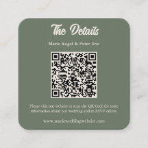 Minimalistische Salbeigrüne Hochzeits-QR-Code-Eins