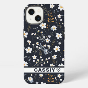 Minimalistische sanfte Gartenwildblumen Herz iPhone 13 Hülle