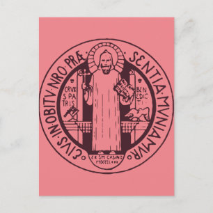 Minimalistische Sankt-Benedikt-Medaillen-Symbolkun Postkarte