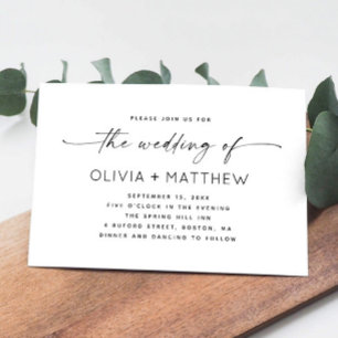Minimalistische saubere Foto-Hochzeit - QR-Code un Einladung