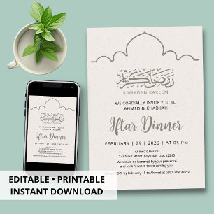 Minimalistische saubere Linienkunst Ramadan Iftar- Einladung