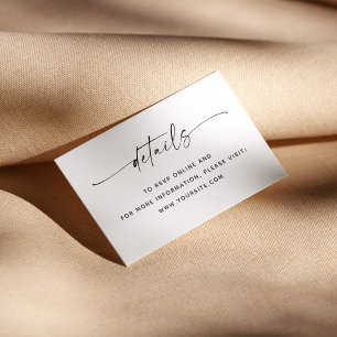 Minimalistische saubere Schrift Hochzeitsdetails + Begleitkarte
