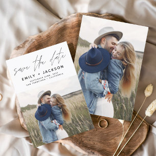 Minimalistische Save-the-Date-Handschriftliche Fot Save The Date