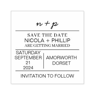 Minimalistische Save the Date Hochzeits-Briefmarke Gummistempel