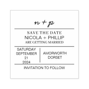 Minimalistische Save the Date Hochzeits-Briefmarke Gummistempel