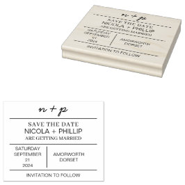 Minimalistische Save the Date Hochzeits-Briefmarke Gummistempel