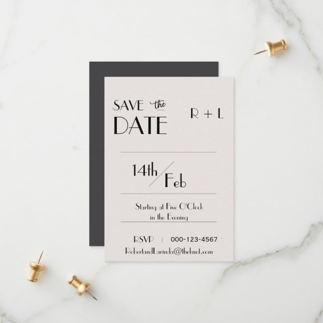 Minimalistische Save the Date-Karte Date (Vorderseite/Rückseite Beispiel)