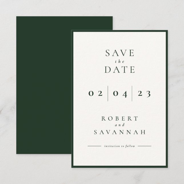 Minimalistische Save the Date-Karte der dunklen Se Date (Vorne/Hinten)