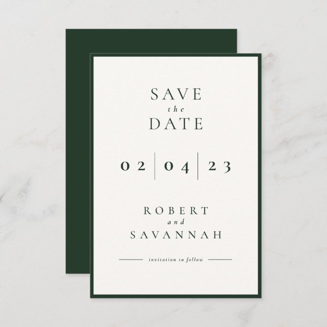 Minimalistische Save the Date-Karte der dunklen Se Save The Date (Vorne/Hinten)