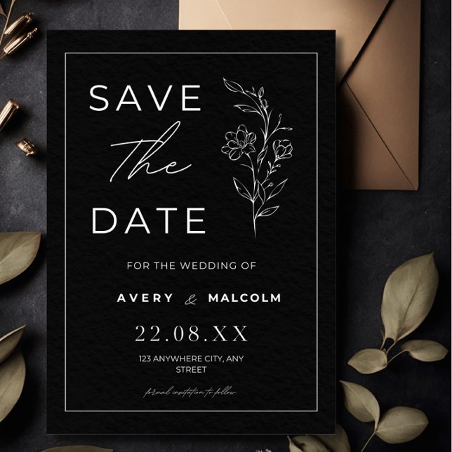 Minimalistische Save the Date Karte, Moderne Hochz Einladung (Von Creator hochgeladen)