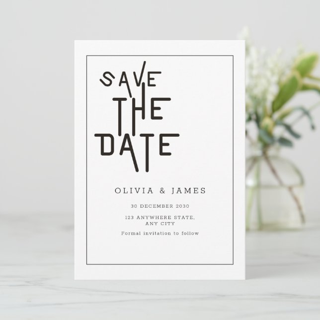 Minimalistische Save the Date Whimsical Wedding Ei (Stehend Vorderseite)
