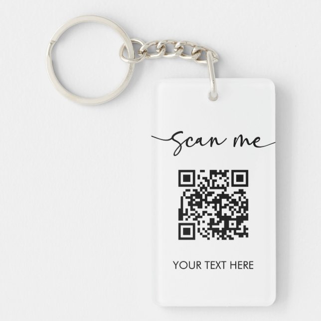 Minimalistische Scan Me QR-Logokombination Schlüsselanhänger (Vorderseite)