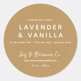 Minimalistische Scented Soy Beeswax Kerze KRAFT Runder Aufkleber