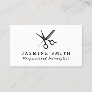 Minimalistische Scheren und Kamm-LogoHairstylist Visitenkarte