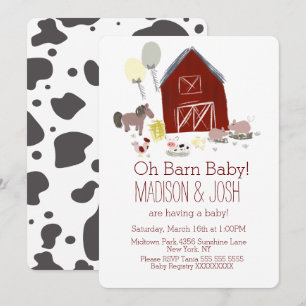 Minimalistische Scheunen-Tier-Farm-Baby-Shower-Kun Einladung