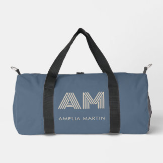 Minimalistische Schieferblaue und Sand-Beige-Monog Duffle Bag