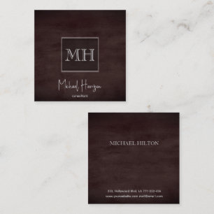 Minimalistische, schlicht-braune Textur, Monogramm Quadratische Visitenkarte